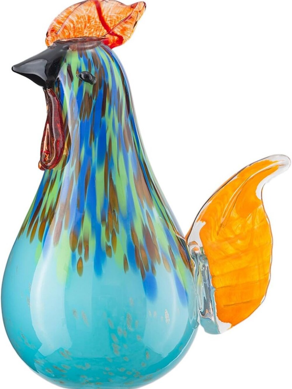 11.8'' Tall Hand Blown Glass Rooster Sculpture - Artistic Chicken Decor for Home